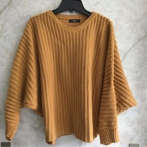 5 for $25 💕Mustard Yellow Solid Ribbed Knit Asymmetrical Hem Sweater